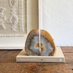 natural earth tone brazilian agate druzy bookends