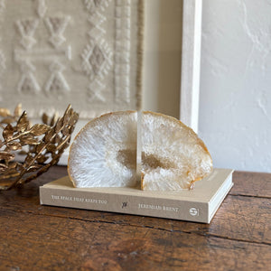 earth tone agate geode center bookends