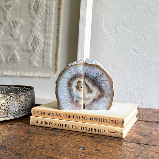 brazilian geode center bookend pair
