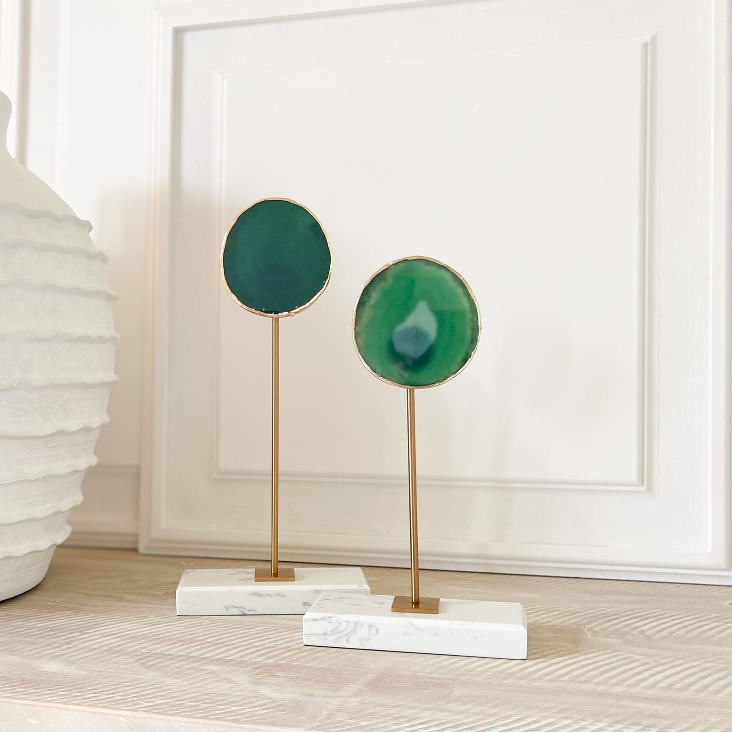 green and gold agate decorative accents