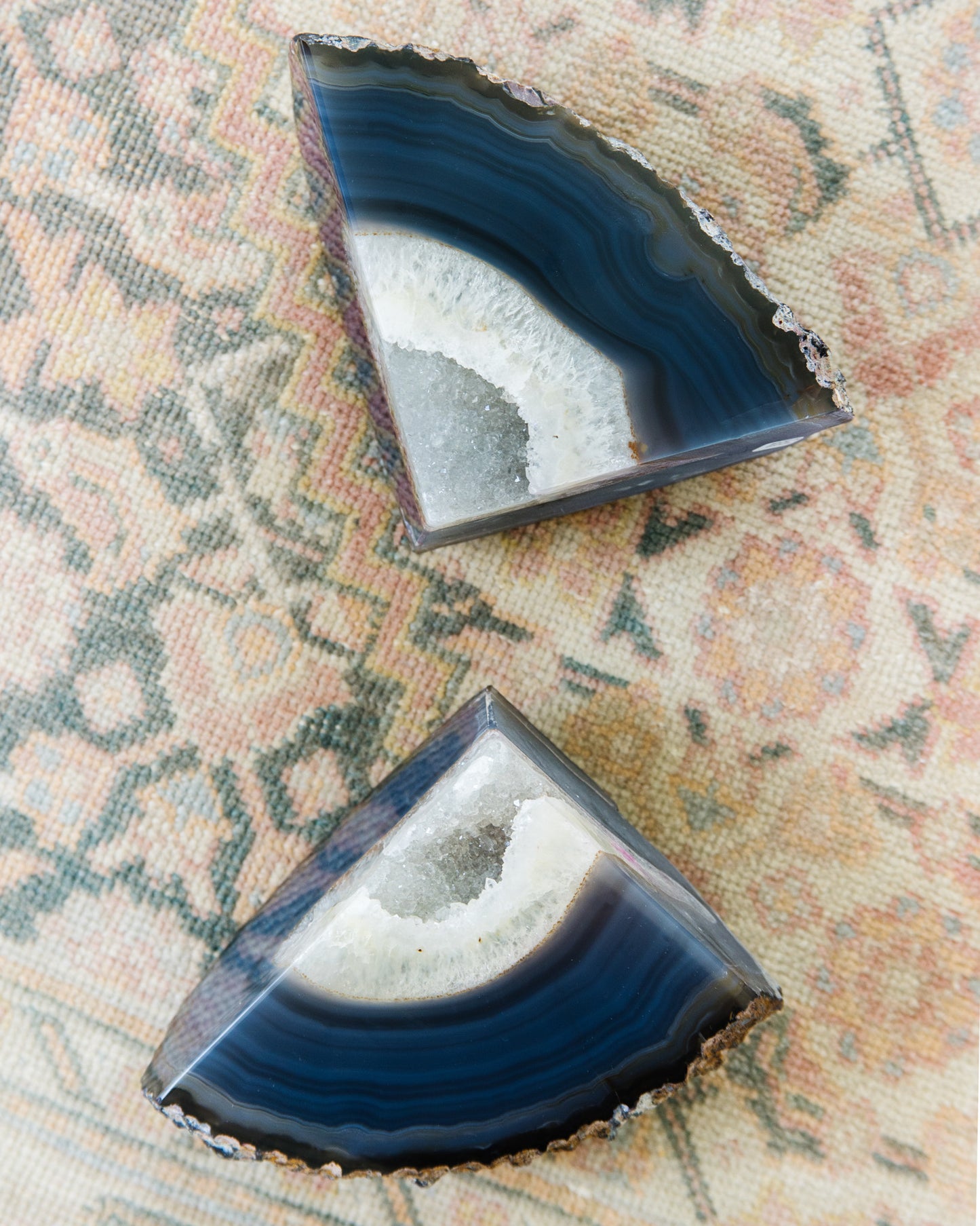 Luxury natural Brazilian blue agate druzy bookends for modern home décor