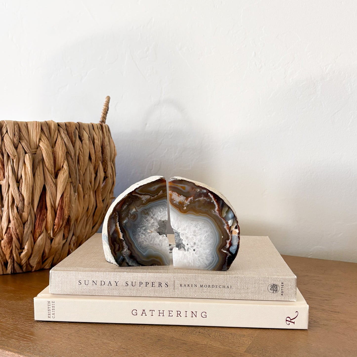 Small Brazilian Agate Druzy Bookend Pair