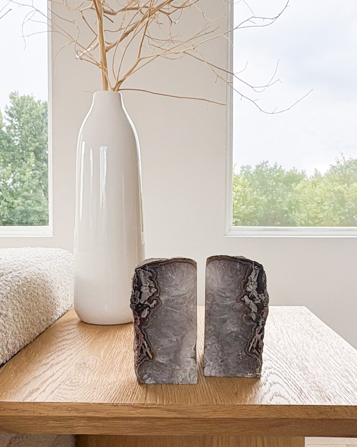 One-of-a-kind agate druzy bookends with natural crystal formations