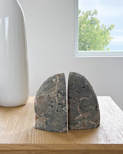 One-of-a-kind agate druzy bookend pair