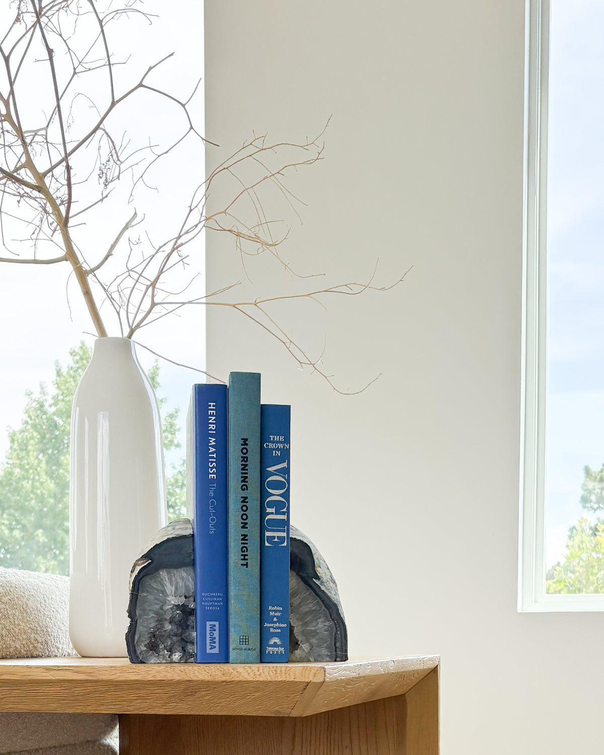 Natural agate druzy bookends with sparkling crystal centers