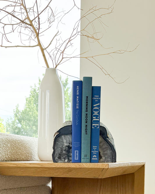 Agate druzy bookend pair with natural crystal formations
