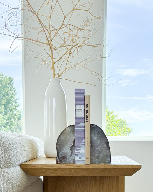 - Agate druzy bookend pair with natural crystal formations