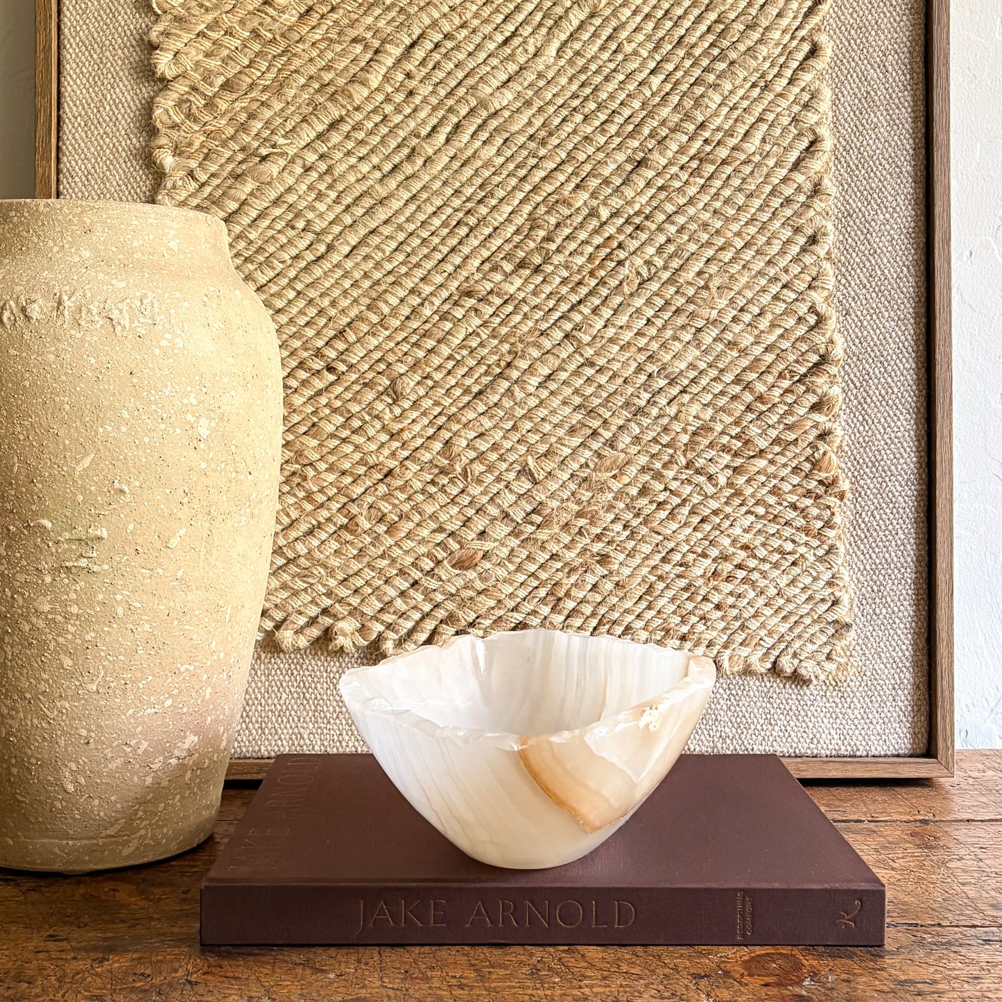 brown and white artisan onyx bowl