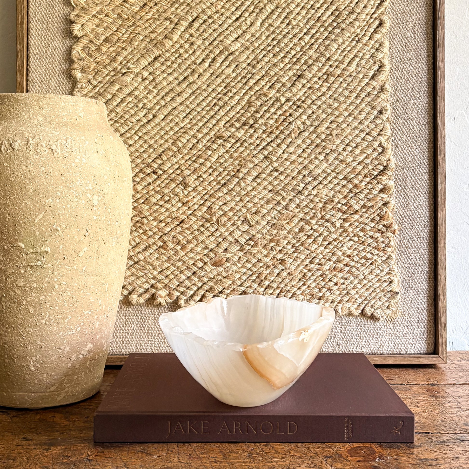 brown and white artisan onyx bowl