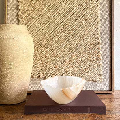 brown and white artisan onyx bowl