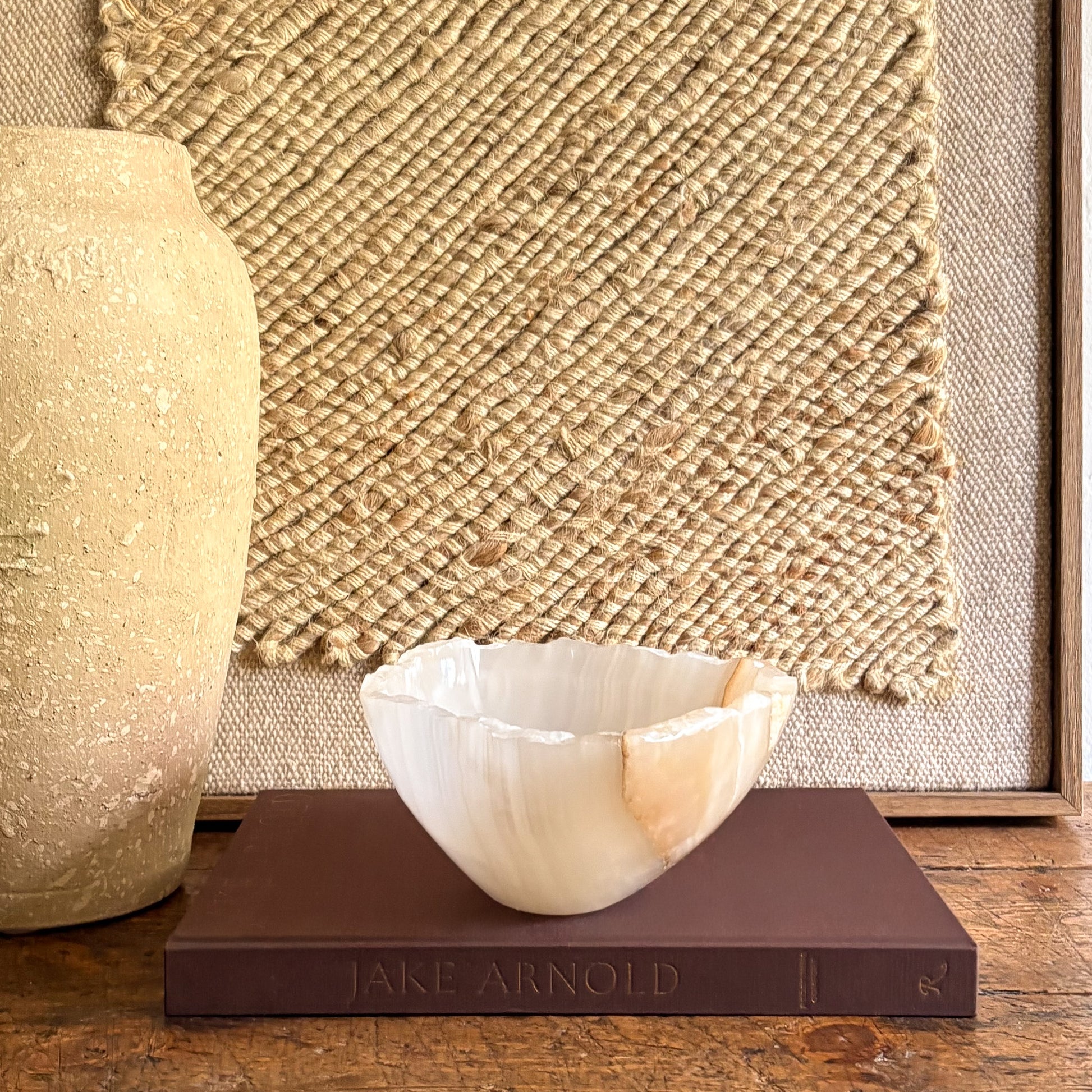 brown and white onyx accent bowl