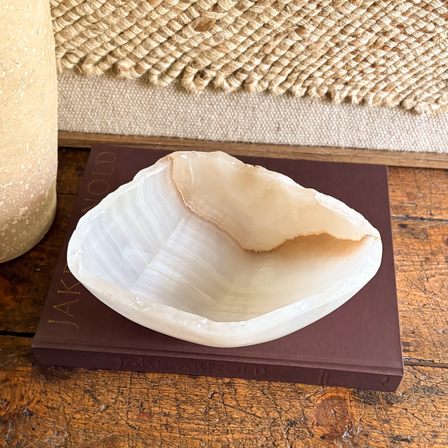 white and brown decorative coffee table bowl