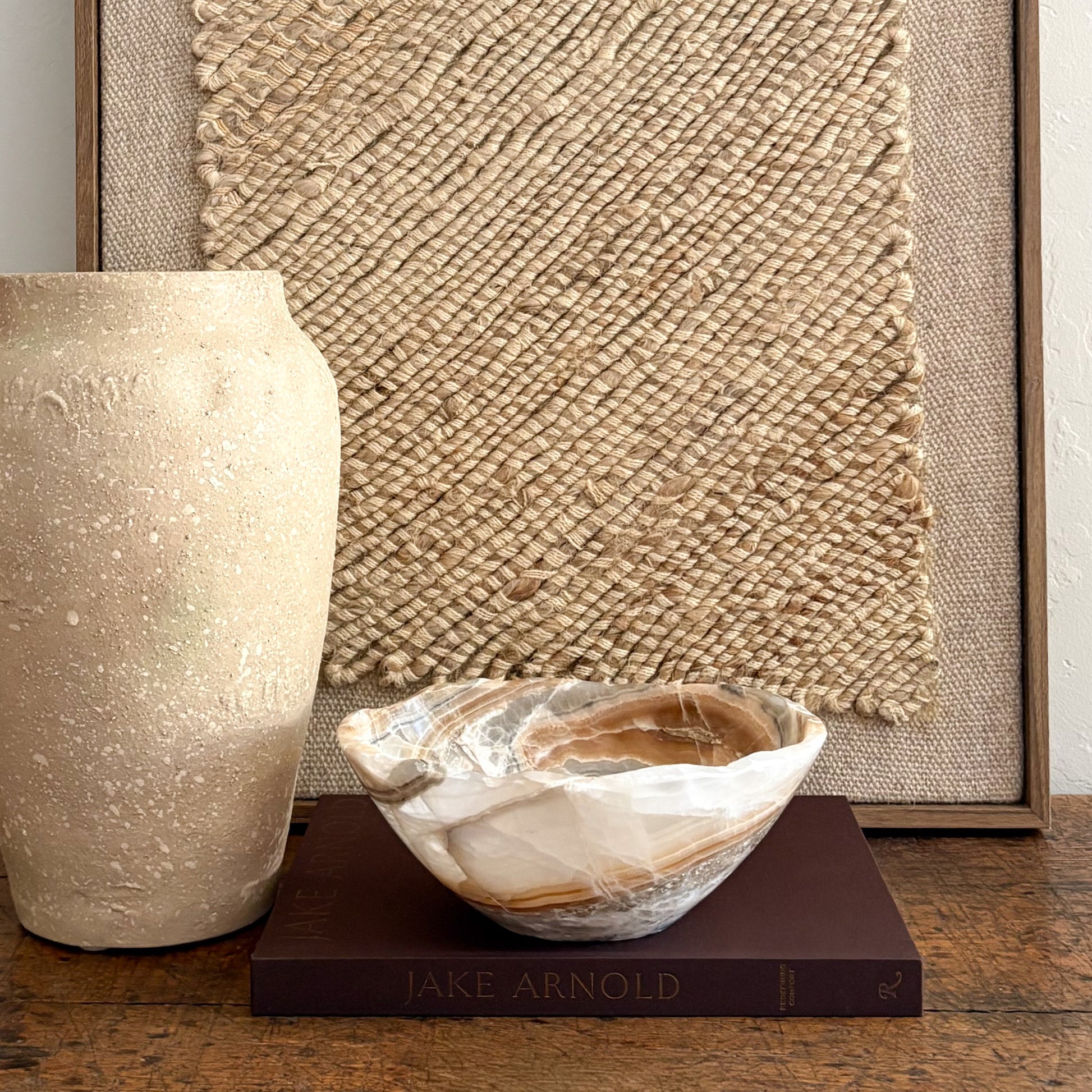 Artisan hand carved onyx bowl in amber color, polished stone bowl for table décor or display