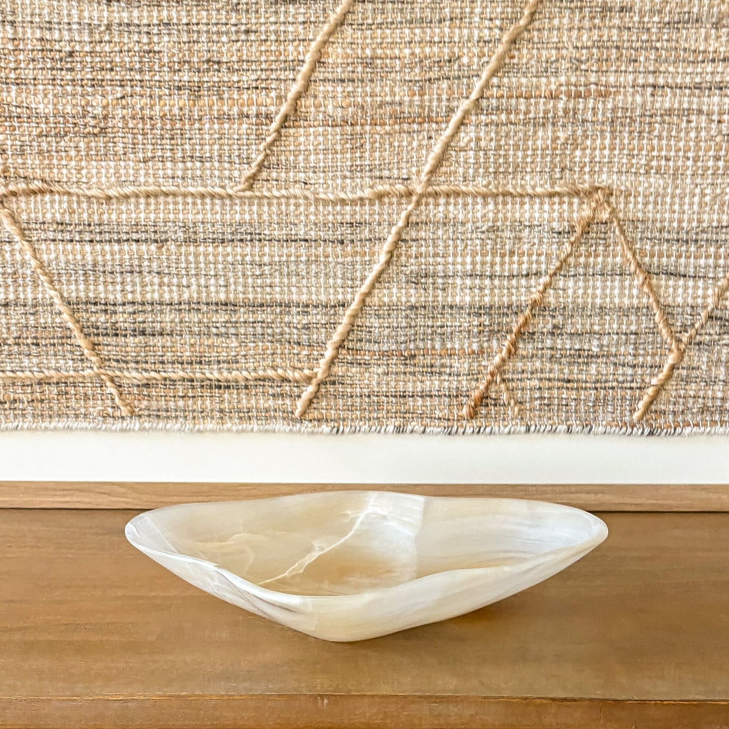 Elegant stone bowl centerpiece for dining or coffee table
