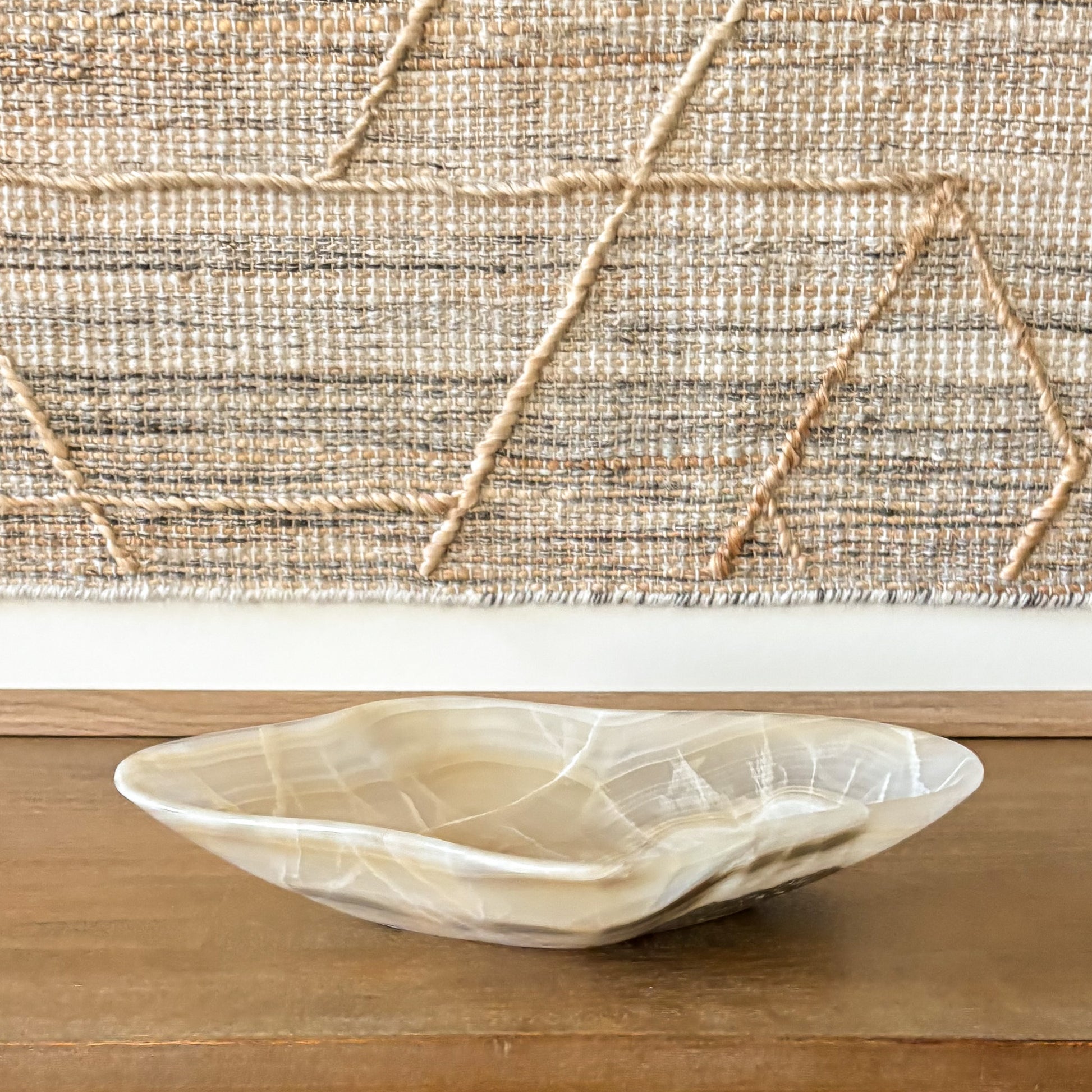 Natural amber onyx decorative bowl centerpiece with translucent stone