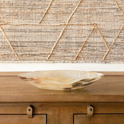 polished amber onyx decorative bowl artisan carved stone