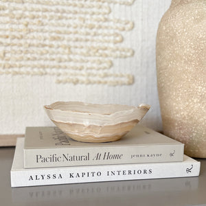 modern organic home accents, brown and white onyx coffee table bowl