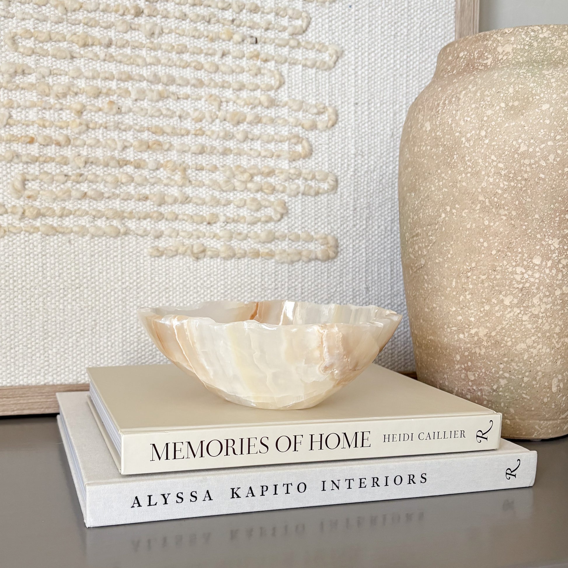 brown and white onyx accent bowl