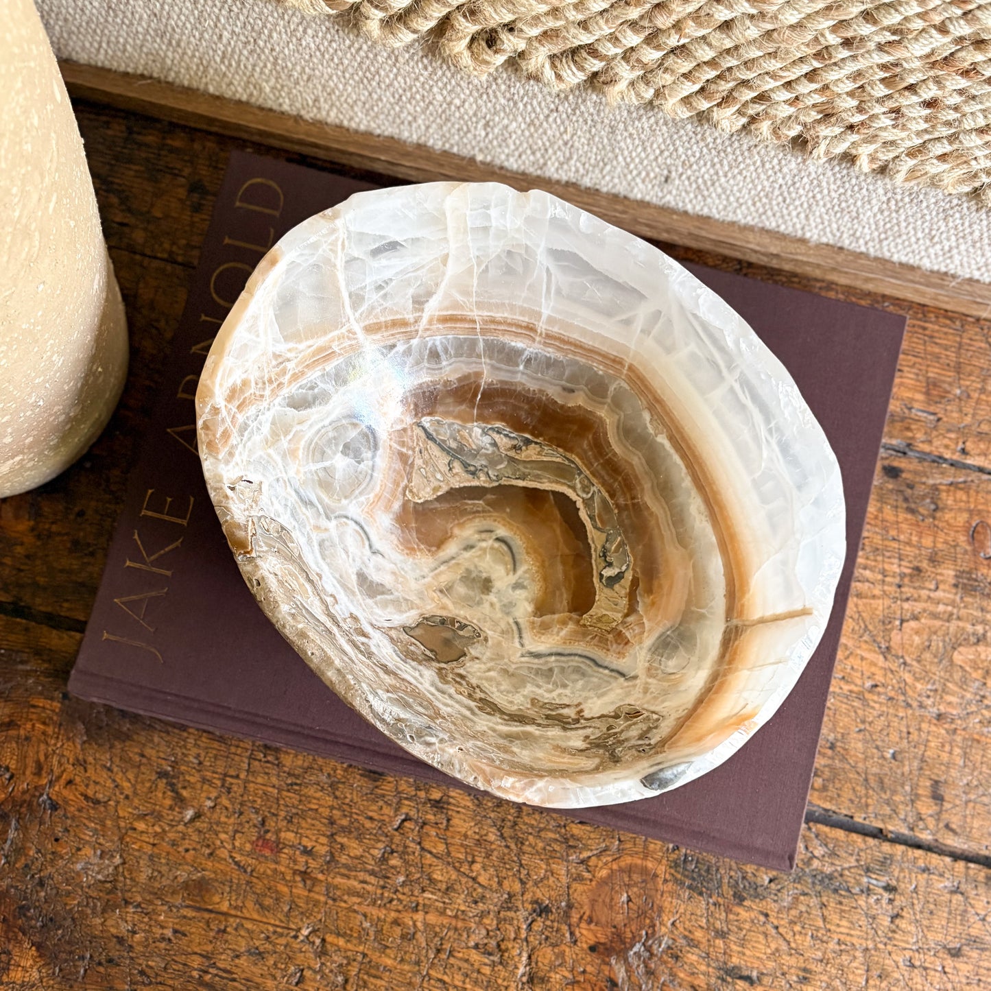 Hand Carved Amber Onyx Bowl