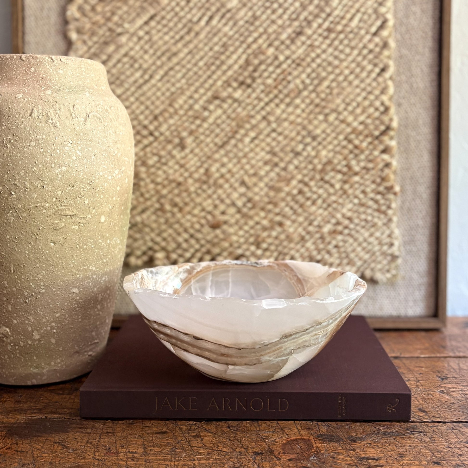 white and brown onyx accent bowl