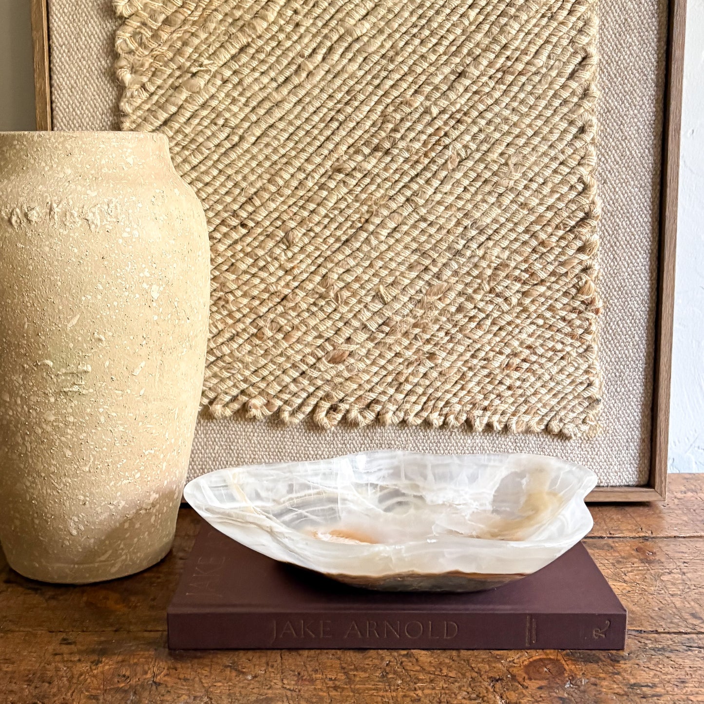 Decorative brown and white onyx bowl