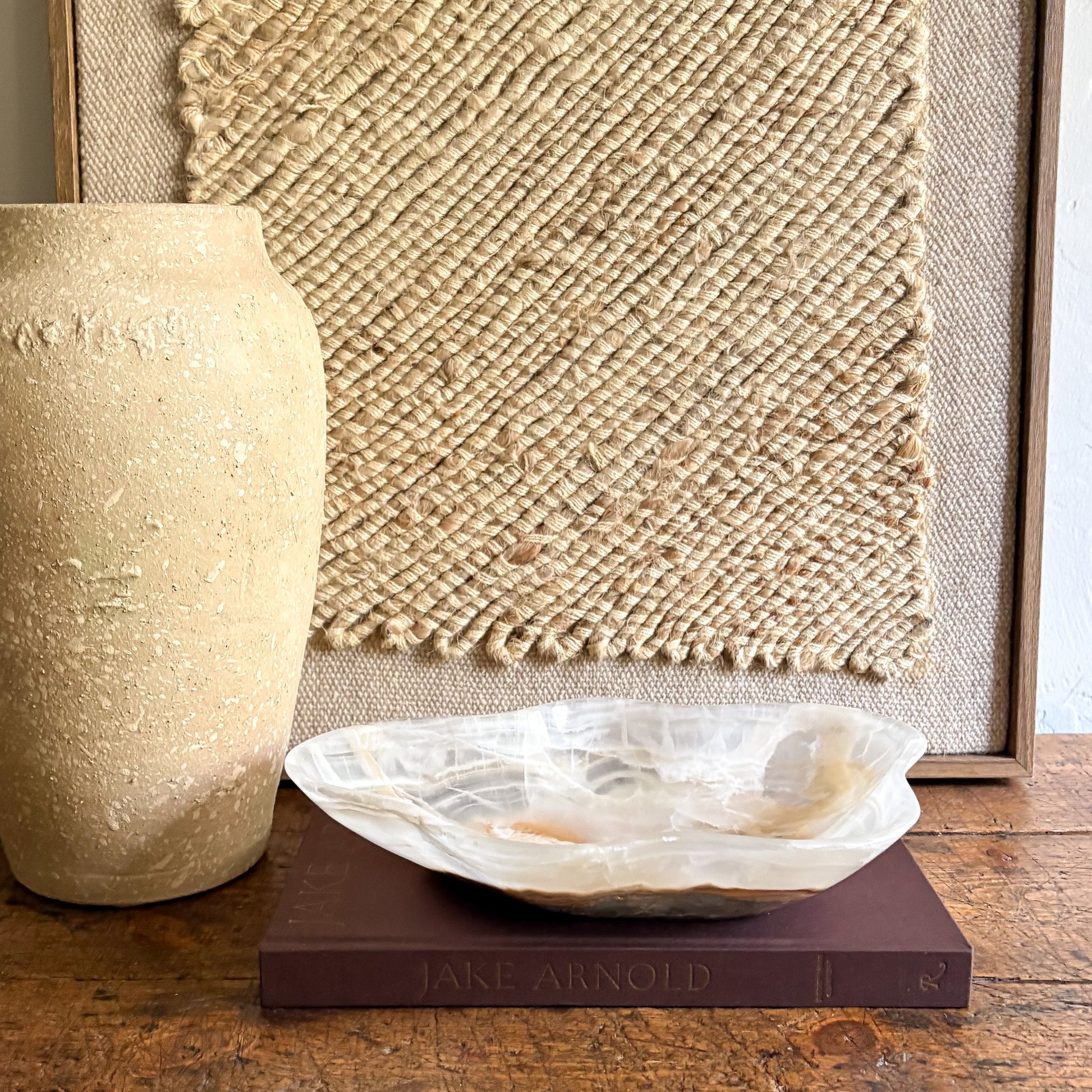 Decorative brown and white onyx bowl