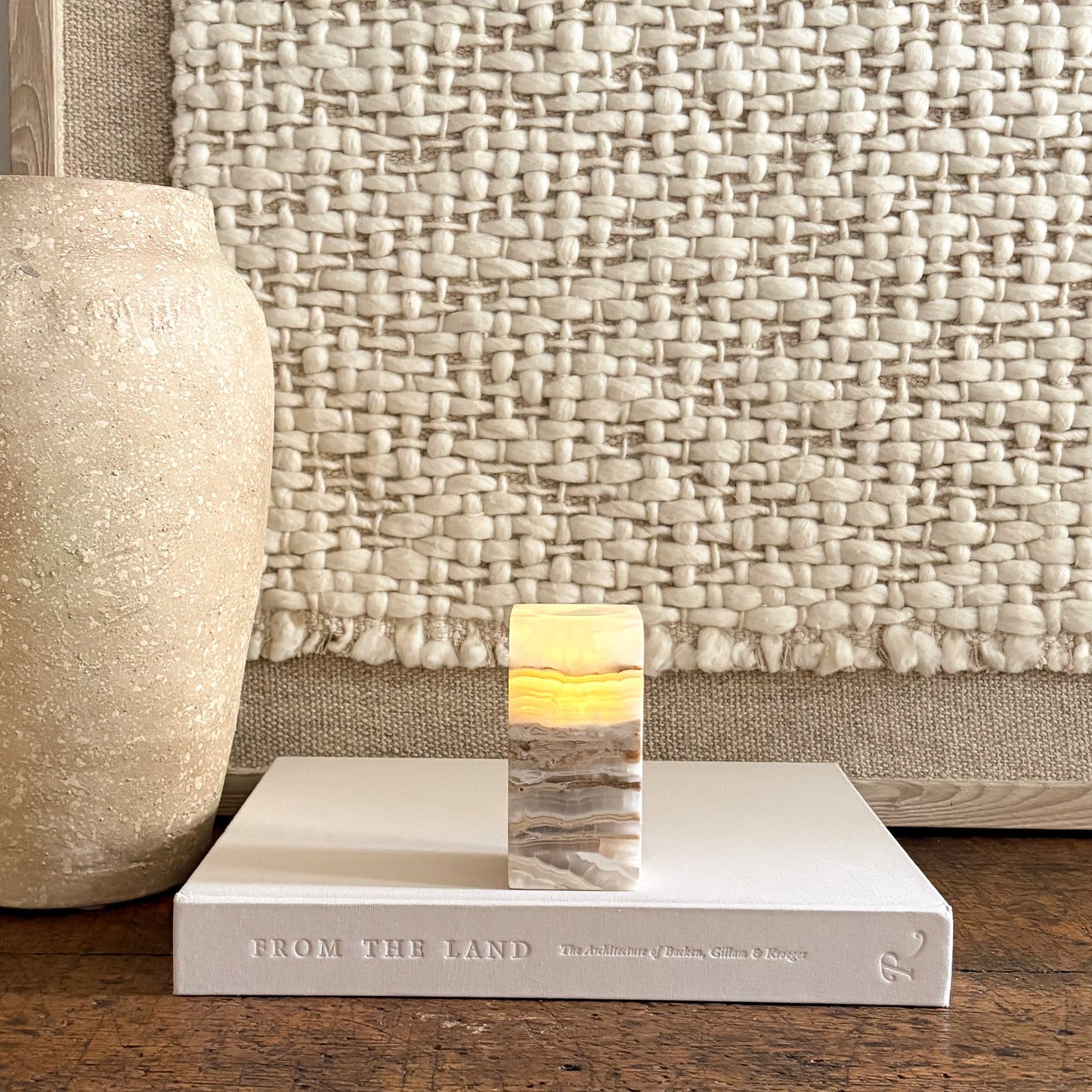 mexican onys stone candle holder