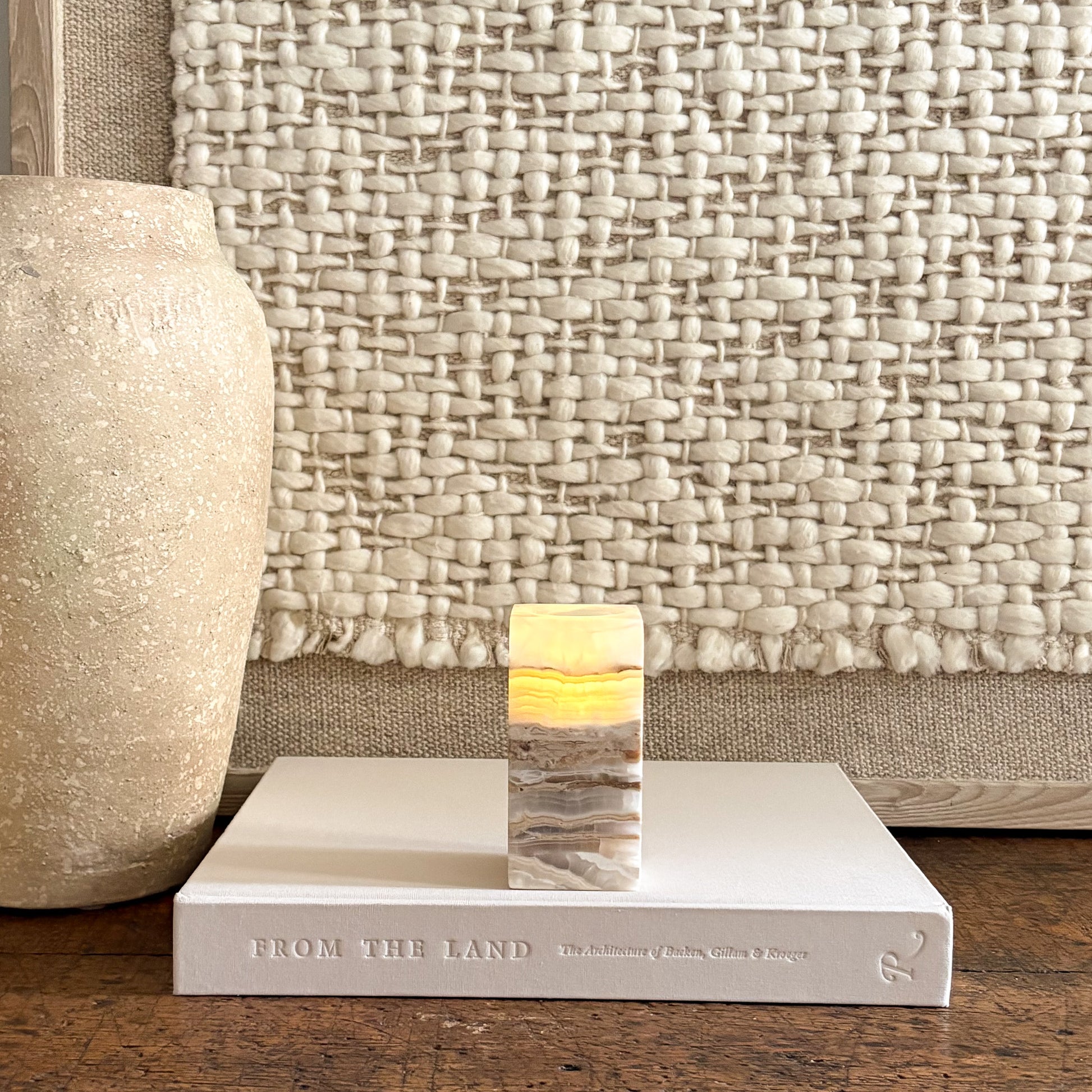 mexican onys stone candle holder