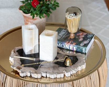 Natural amber onyx votive candle holder for modern home décor