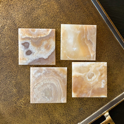 brown natural stone coaster set