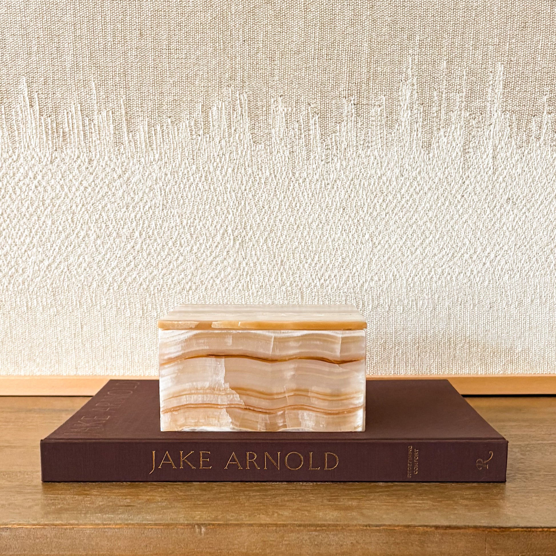 Natural stone amber onyx box with lid luxury decorative container