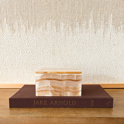 Natural stone amber onyx box with lid luxury decorative container