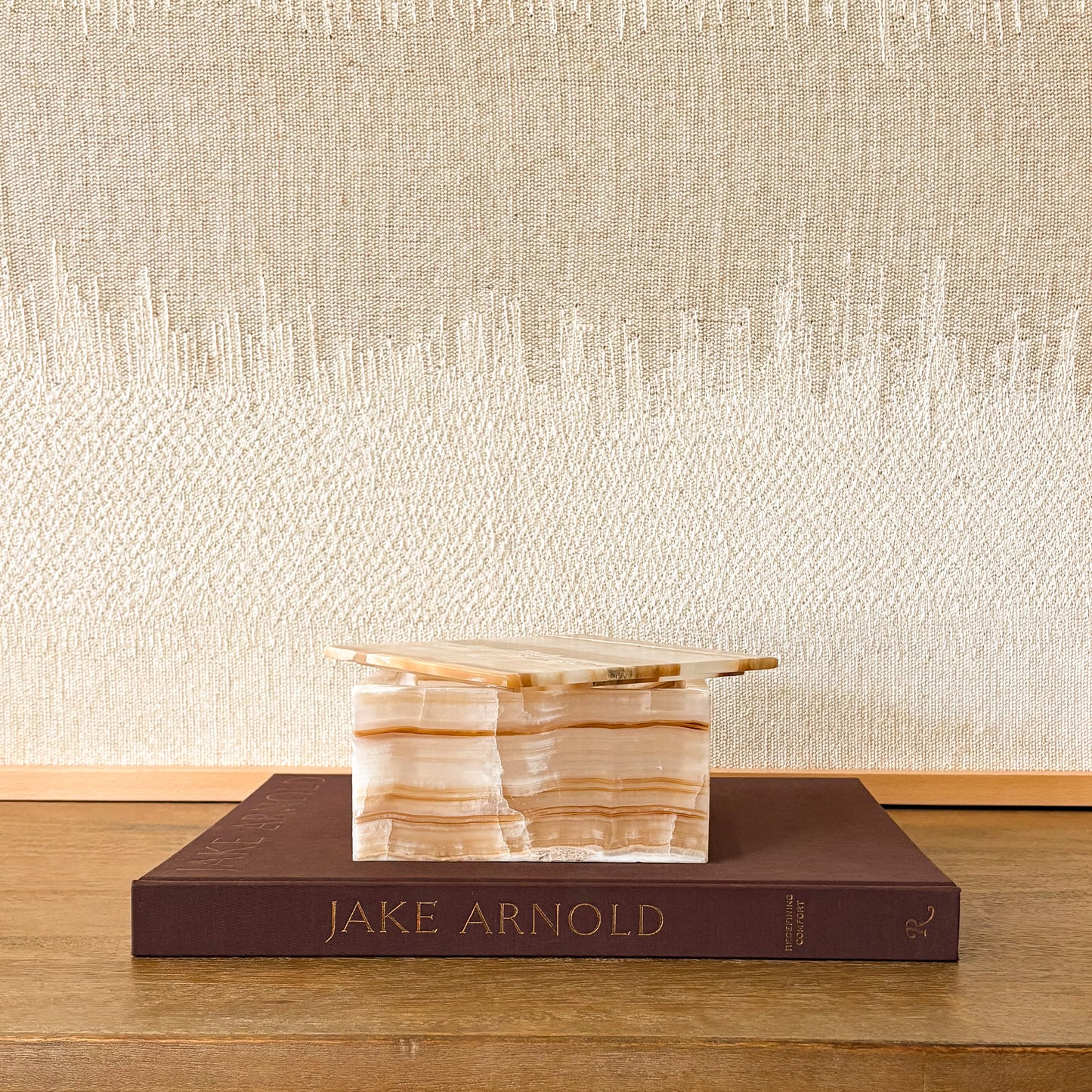 Amber onyx rectangular lidded box natural stone decorative jewelry storage box