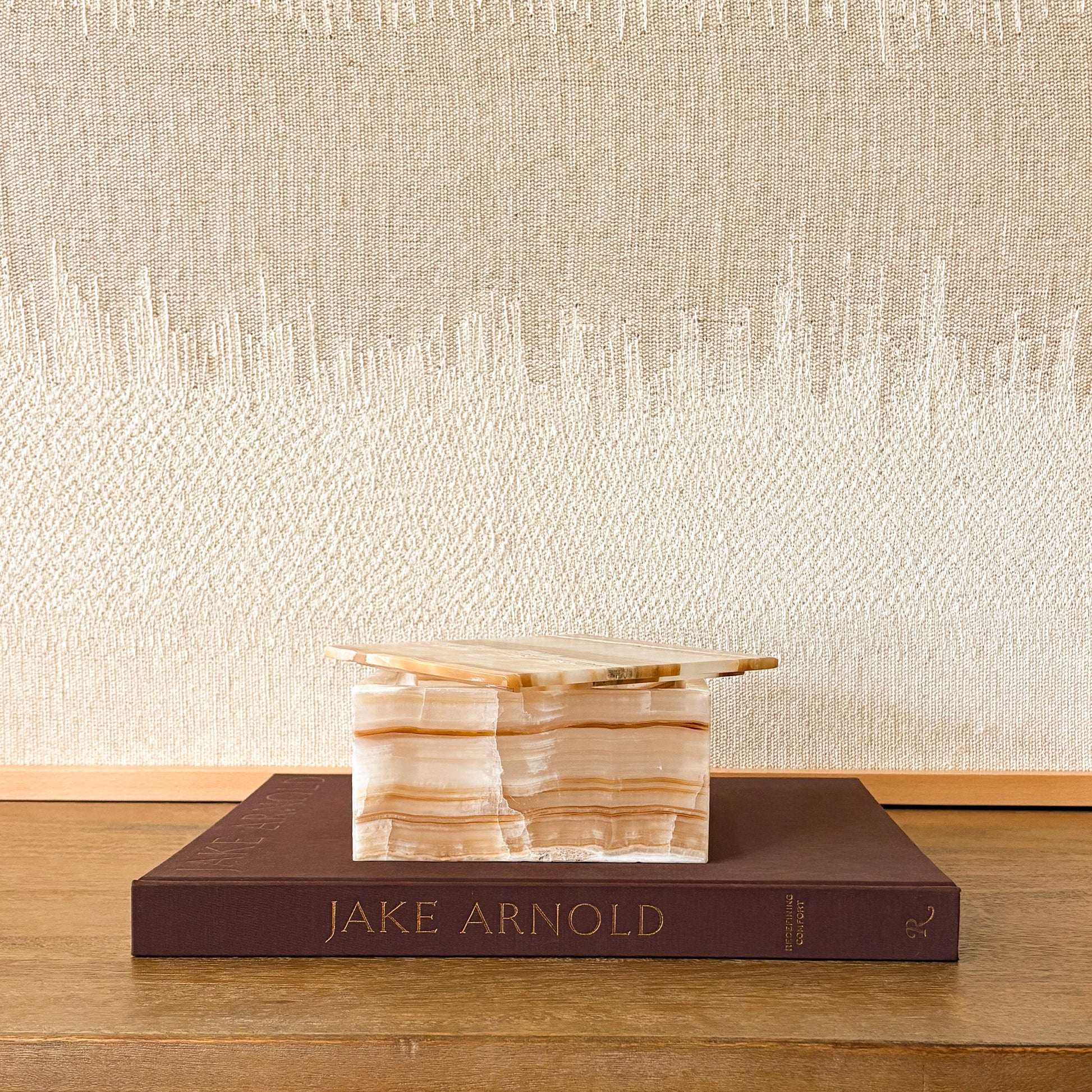 Amber onyx rectangular lidded box natural stone decorative jewelry storage box
