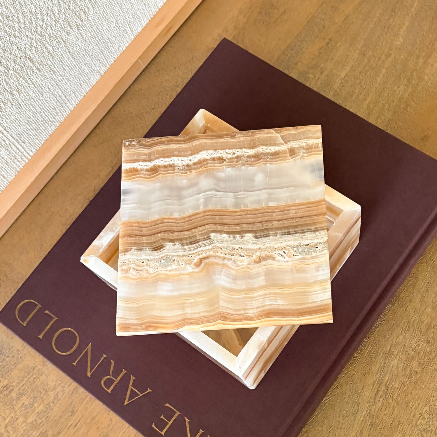 Luxury natural onyx jewelry storage box for dresser or vanity