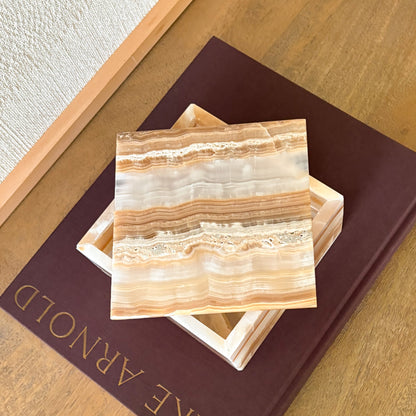 Luxury natural onyx jewelry storage box for dresser or vanity