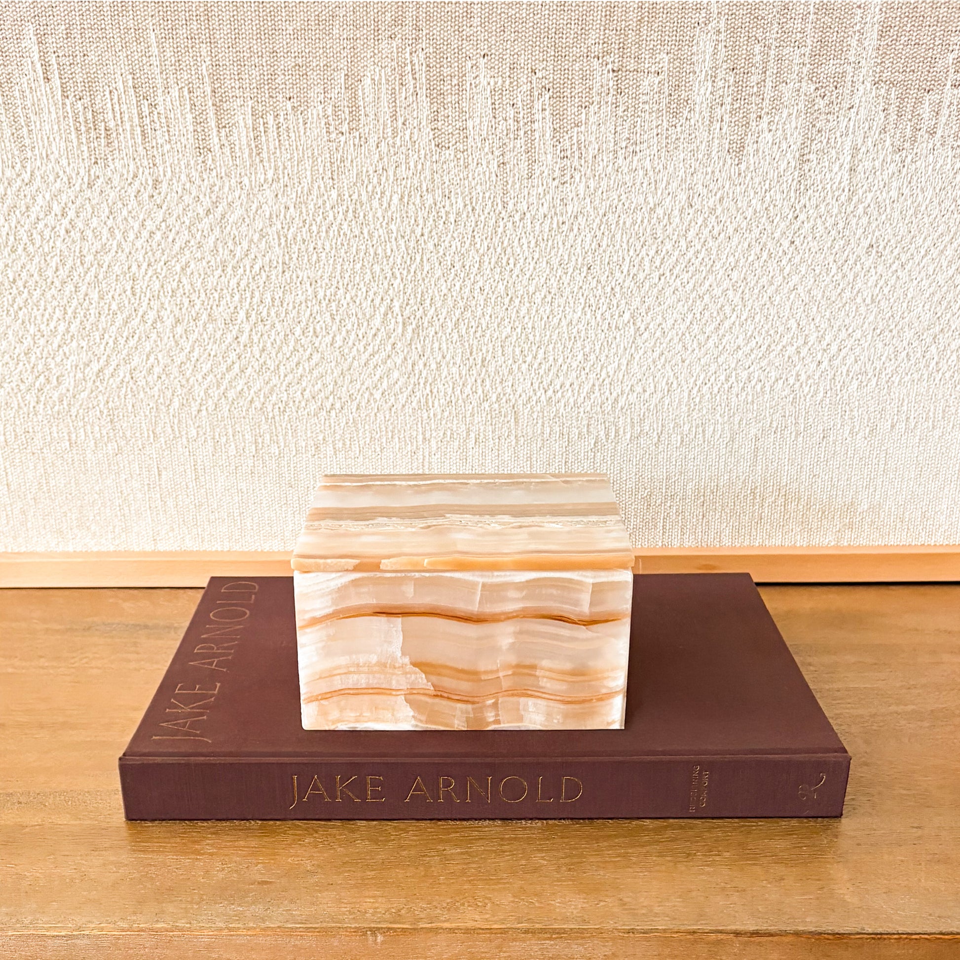 Modern amber onyx keepsake box natural stone home accent