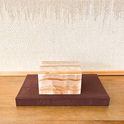 Modern amber onyx keepsake box natural stone home accent