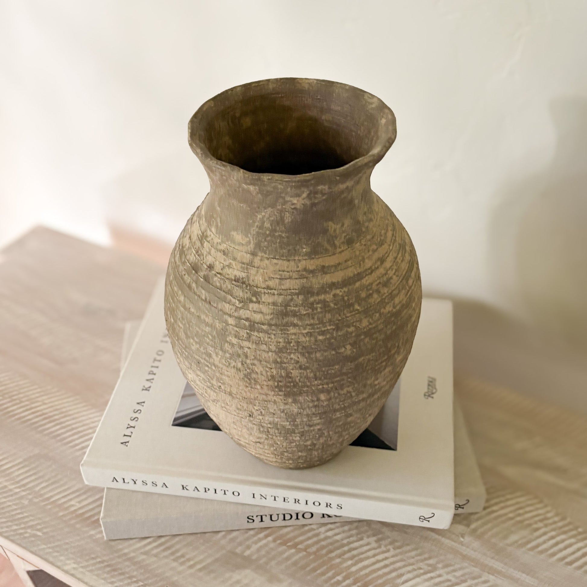 decorative taupe ceramic vase