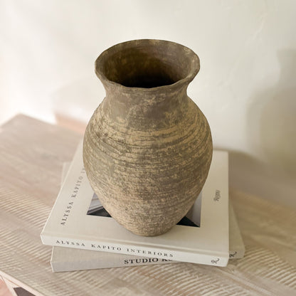 decorative taupe ceramic vase