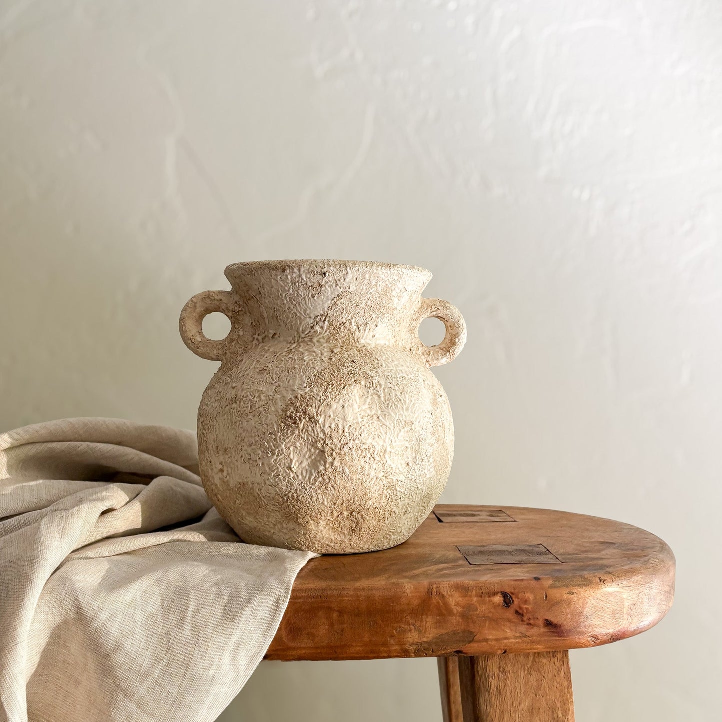 decorative ceramic vessel with two handles