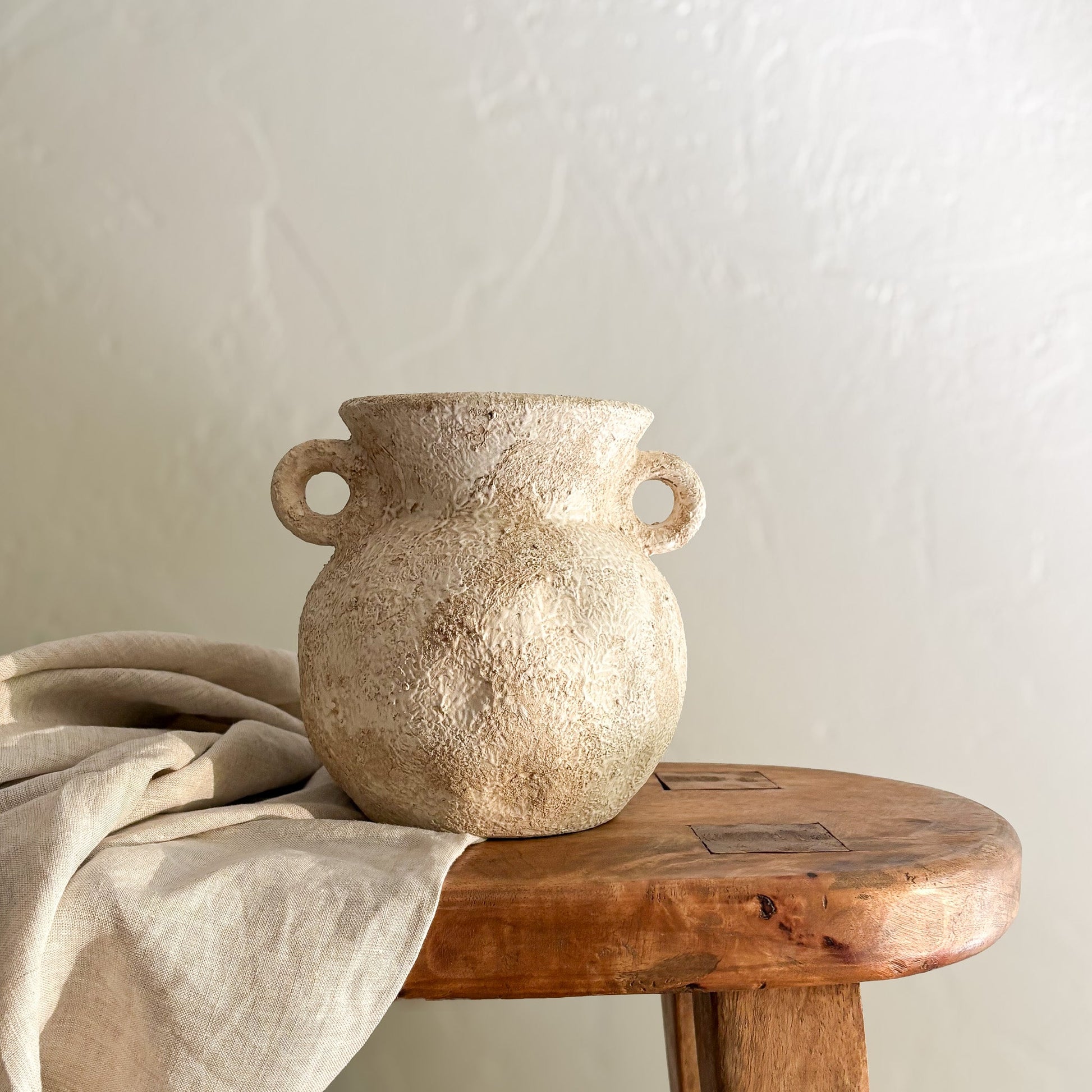 decorative ceramic vessel with two handles