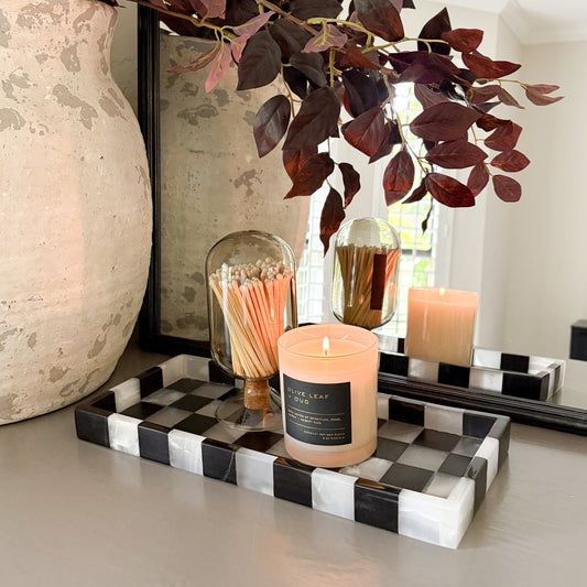 decorative black and white marble and onyx tray