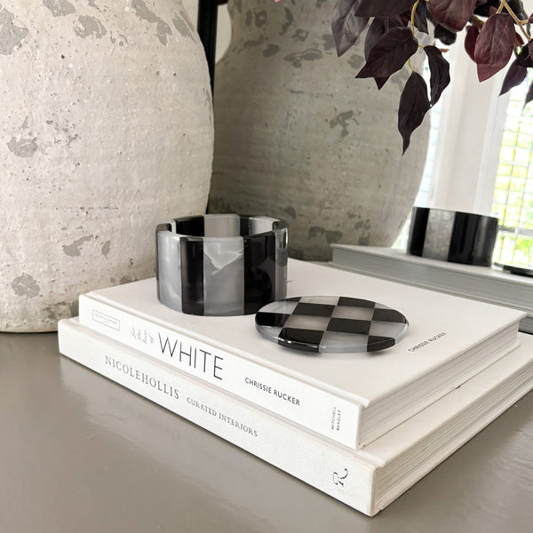 Natural Stone Home Accents - Black Marble and White Onyx Checker