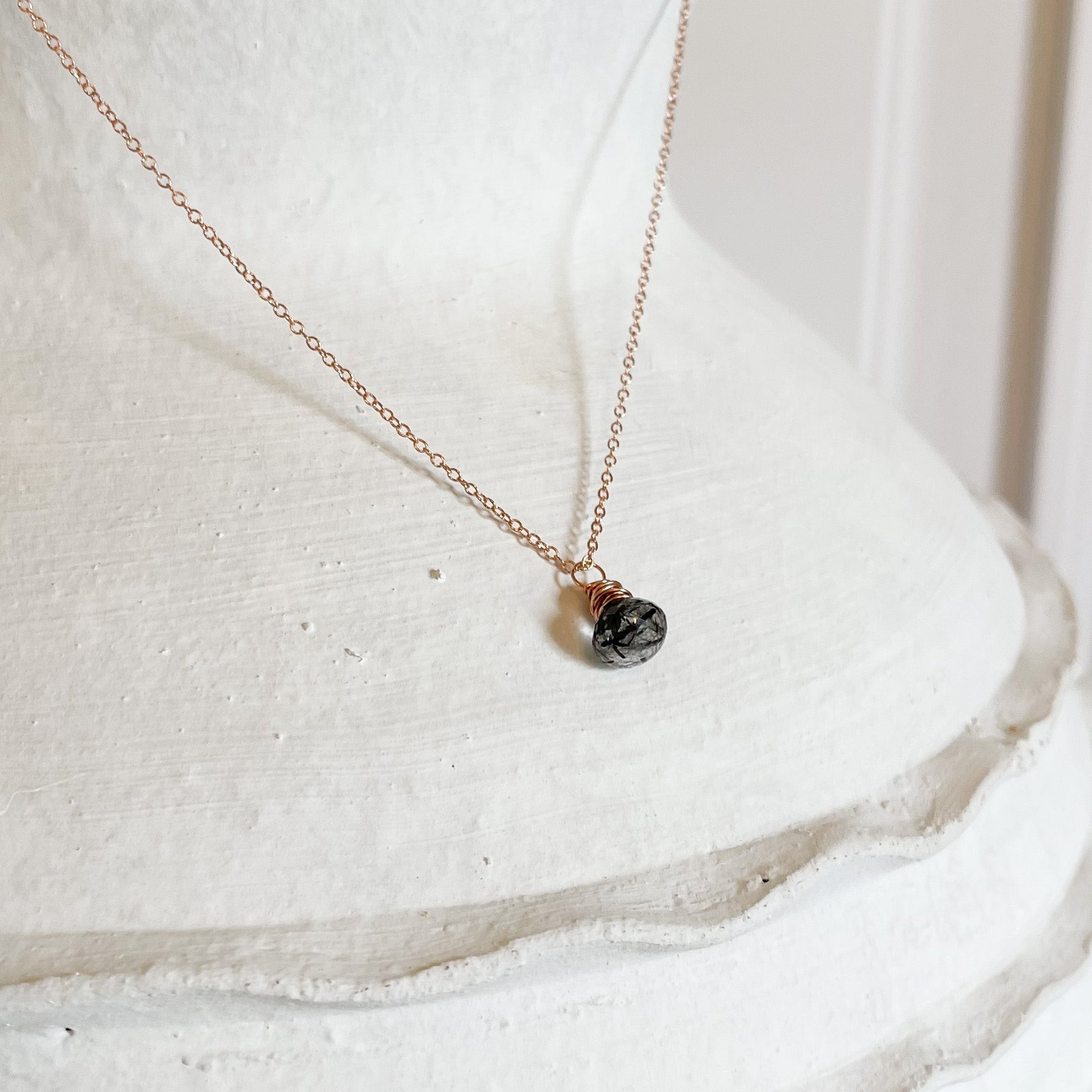 modern gemstone jewelry, black rutilated quartz necklace
