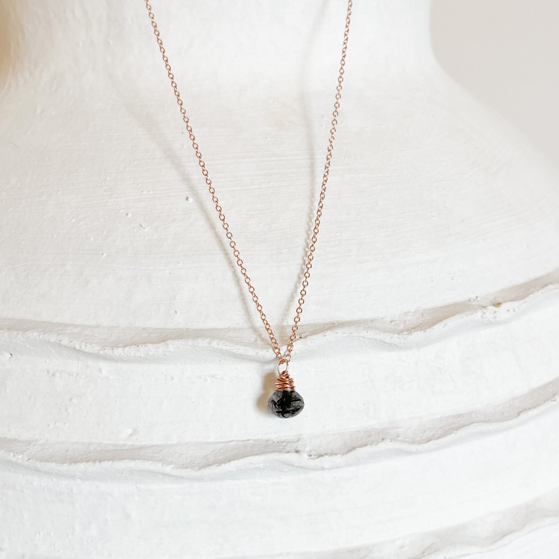 black rutilated quartz crystal necklace