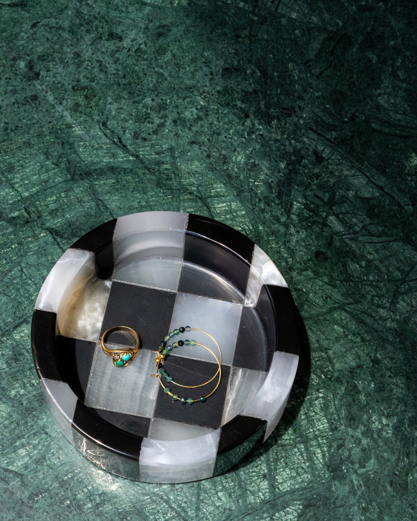 Luxury black and white onyx checker tray