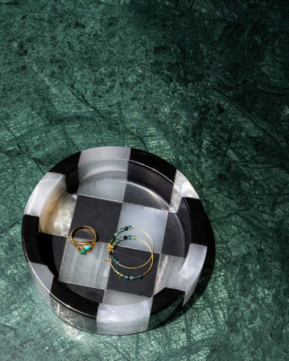 Luxury black and white onyx checker tray