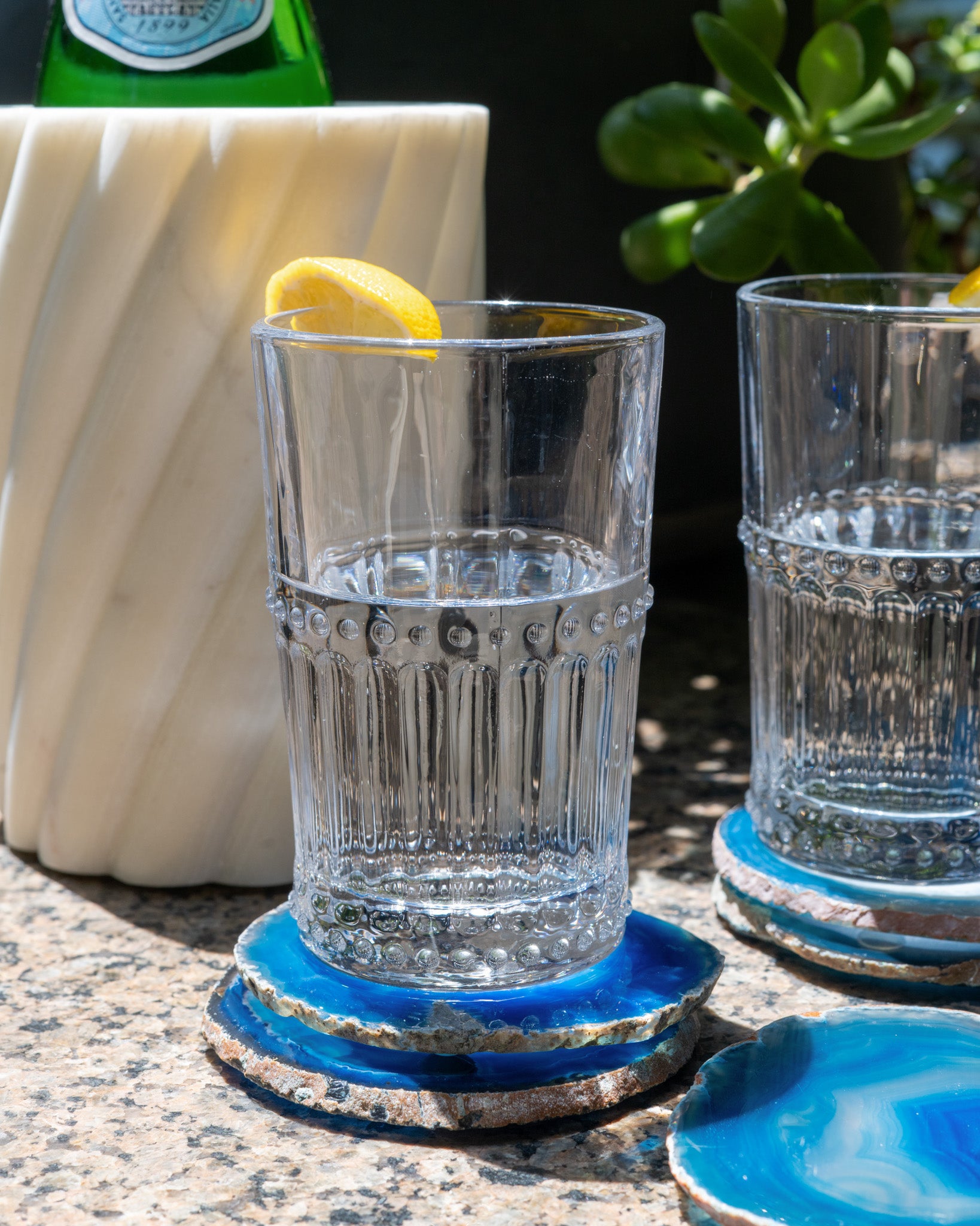 Decorative blue agate coaster set for coffee table