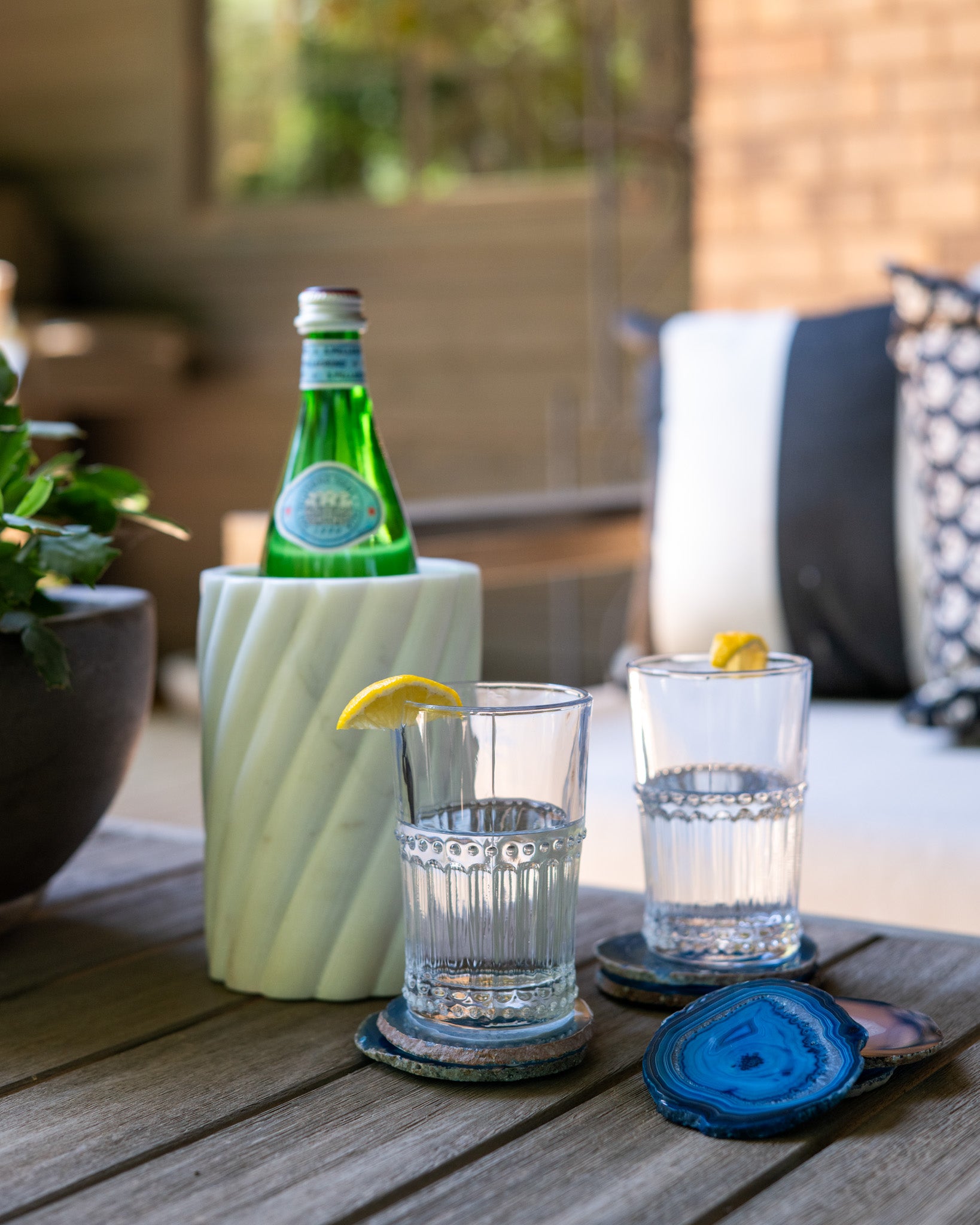 Vibrant blue agate coasters with unique natural patterns